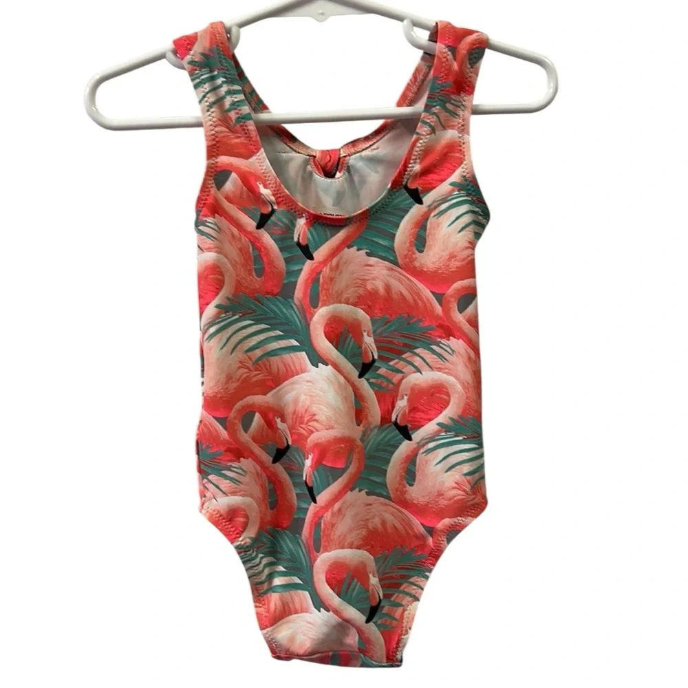 Old Navy Flamingo Print Infant Girls One Piece Swimsuit 18-24 Months